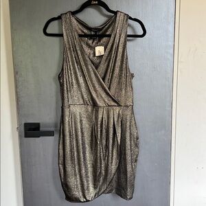 Forever21 - Gold Wrap Style Mini Dress L